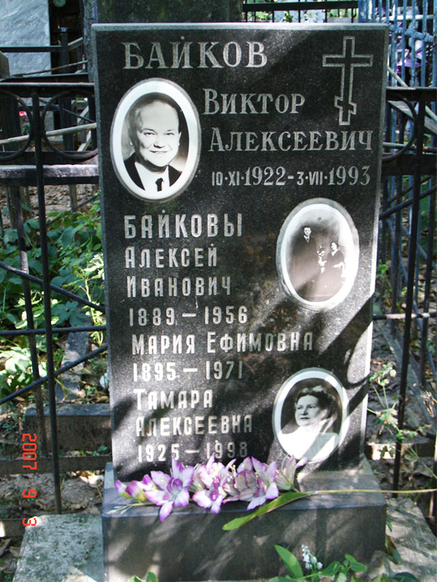 Могила Виктора Байкова на Преображенском кладбище